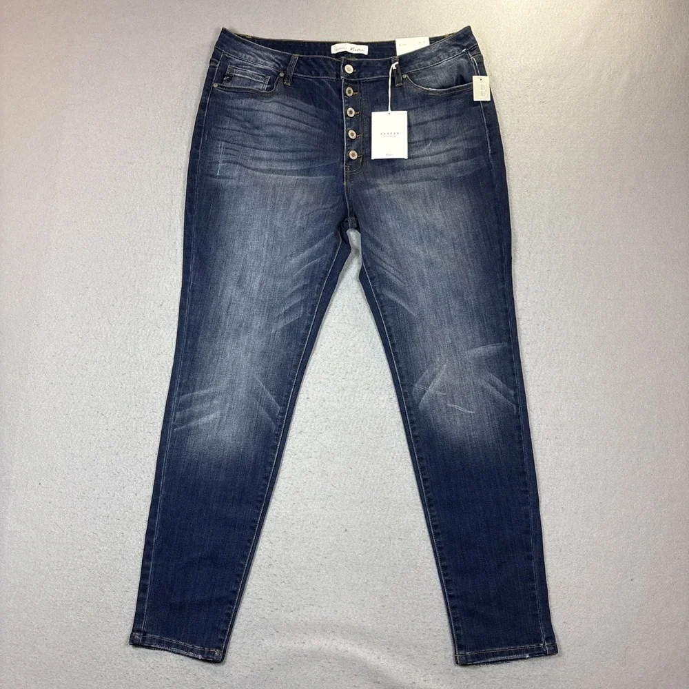 KanCan Jean Women Size 33 Blue Curvy High Rise Button Fly Skinny NWT